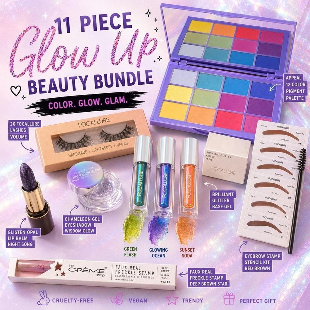 11 Pc K-Beauty Makeup Bundle |‎ Festival & Glam Set